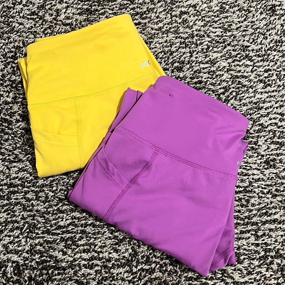 DSG size M legging bundle! Bright purple and lemon yellow. WITH POCKETS!